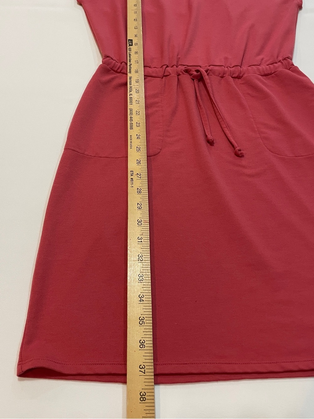 Women’s Red Drawstring Mini Dress - Picture 7 of 8